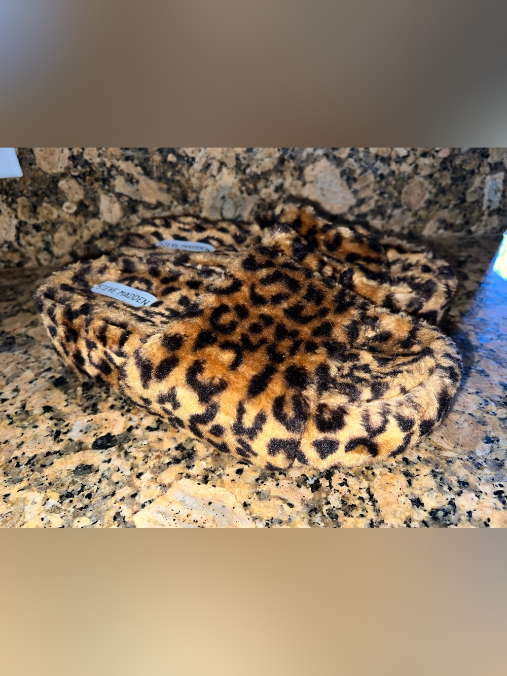 Steve Madden Leopard Print Furry Slide Sandals